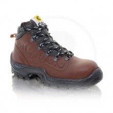 Botin cuero flor marron con puntera